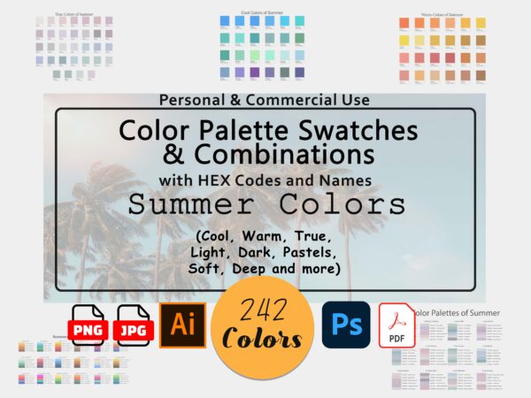 Summer Color Palettes with Hex Codes