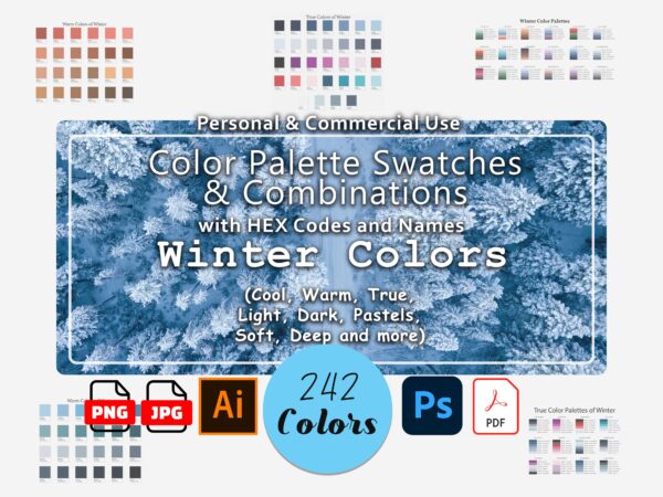 Winter Color Palettes with hex codes