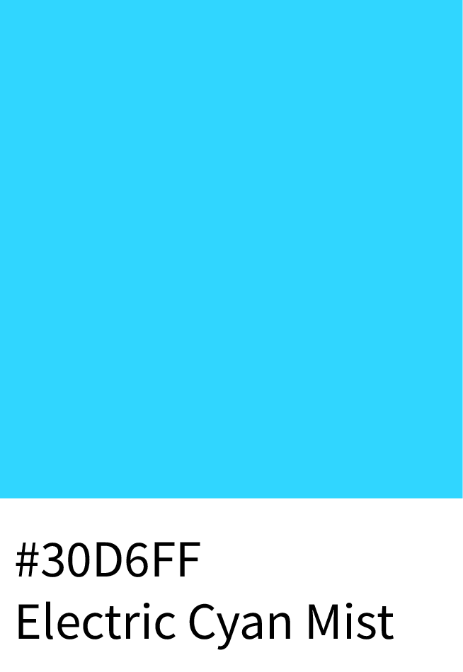 Electric Cyan Mist Color Hex Code #30D6FF