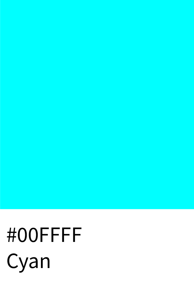 Cyan Color RGB Code 0, 255, 255