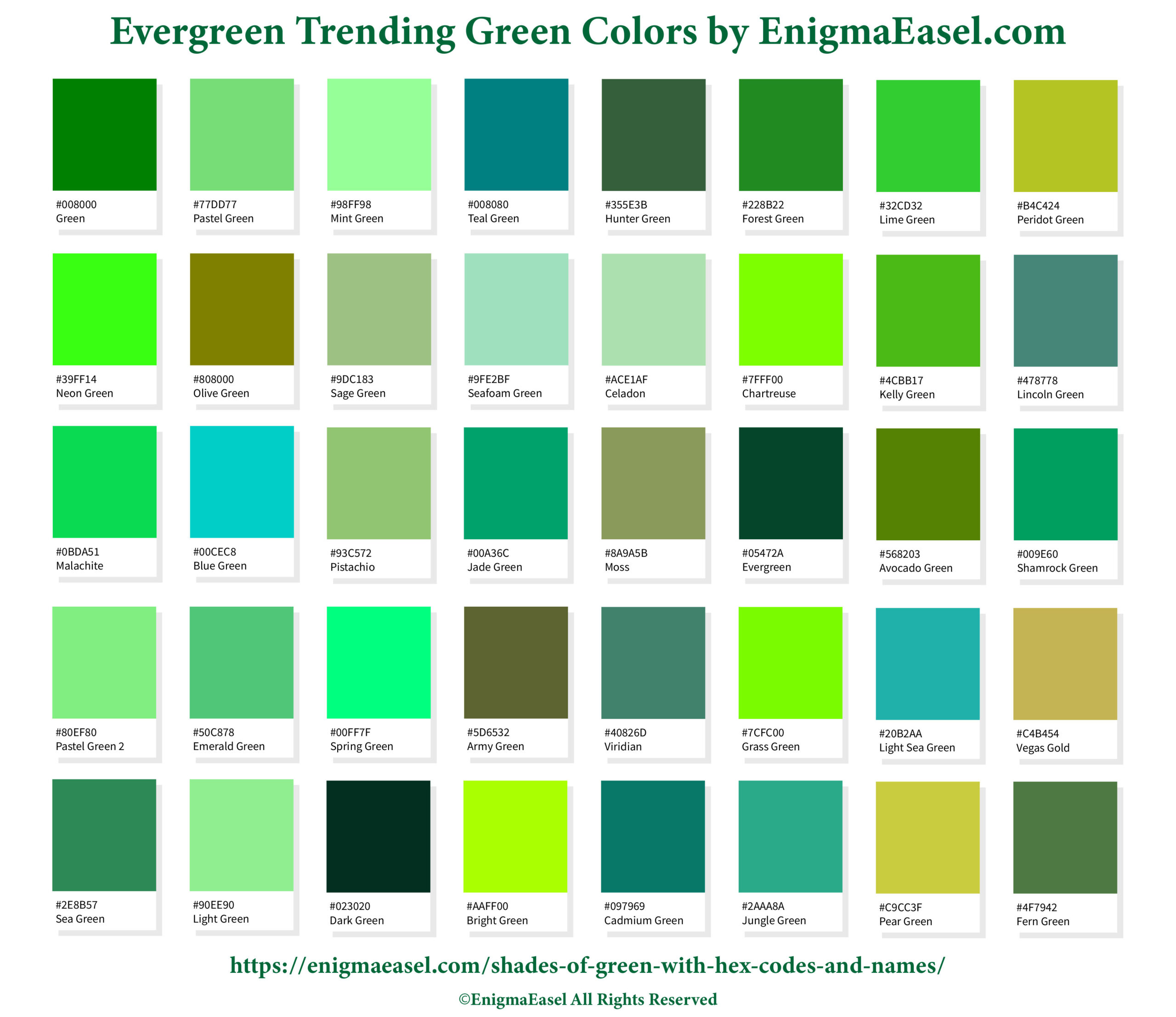 234 Shades Of Green With HEX Codes And Names Color Palette Guide 234 Shades Of Green With HEX Codes And Names Color Palette Guide