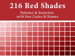 shades of red with HEX codes