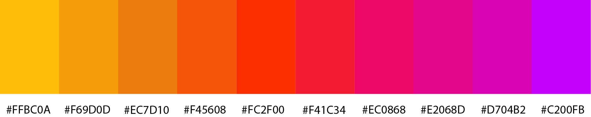 10 Color Bright Neon Palette 3 Color Hex Code