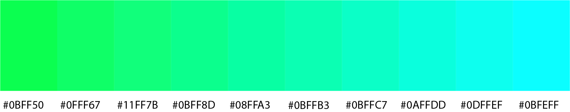 10 Color Bright Neon Palette 9 Color Hex Code