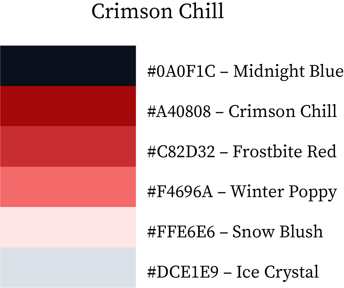 Warm Winter Color Palette Combination