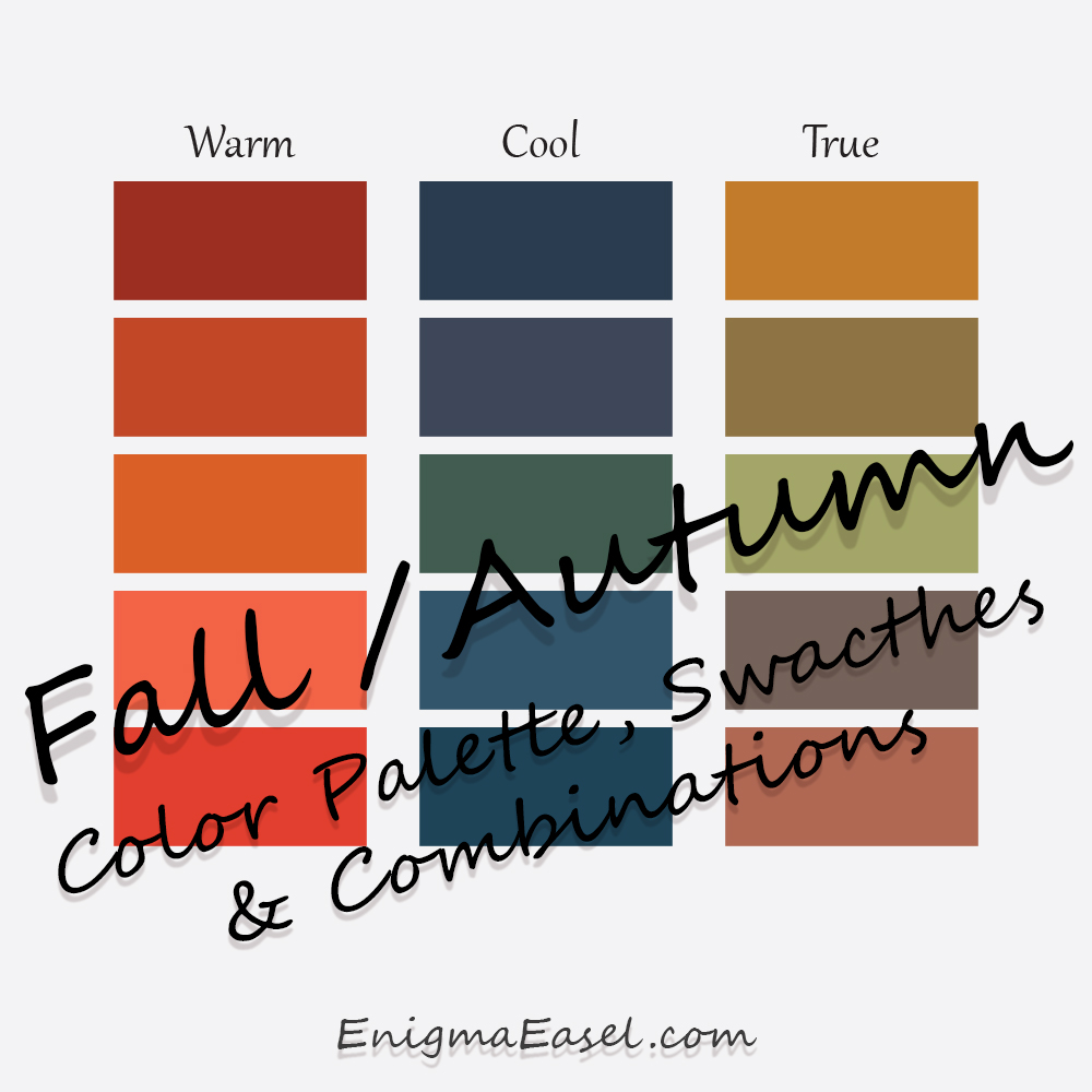 Autumn and Fall Colour Palettes Swatches and Combinations