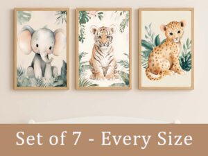Jungle Baby Animals Nursery Wall Art