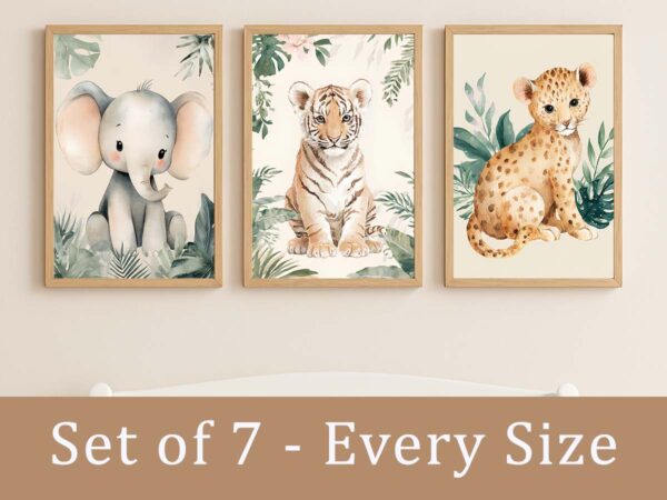 Jungle Baby Animals Nursery Wall Art