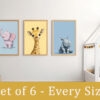 Baby Safari Animals Nursery Wall Art