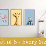 Baby Safari Animals Nursery Wall Art