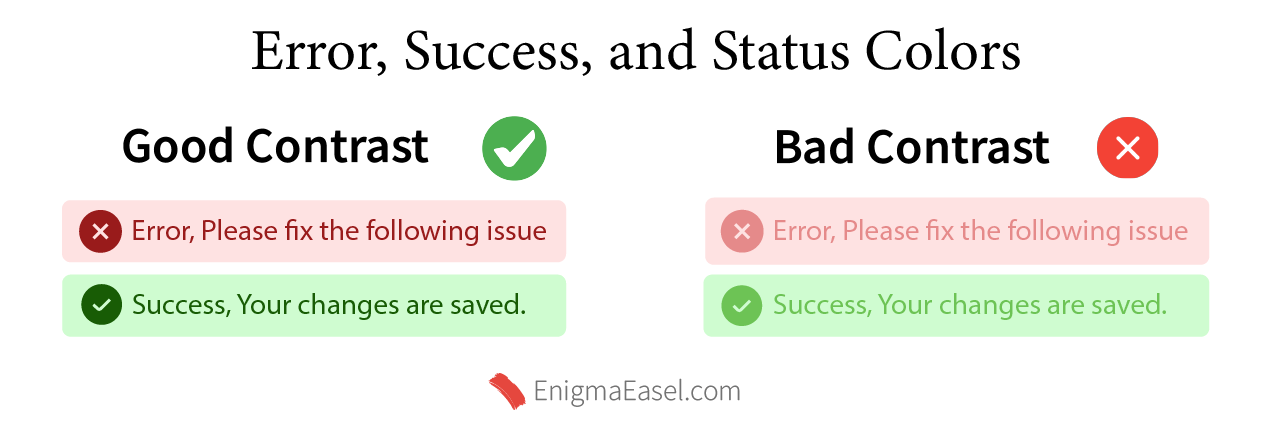 Error Success Status Contrast Wcag