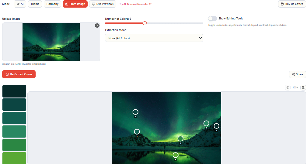 4- Image Extraction Mode (AI Color Palette Generator)