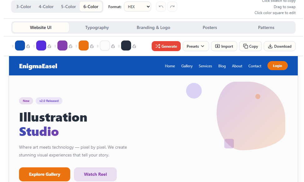 5- Live Previews Mode (AI Color Palette Generator)