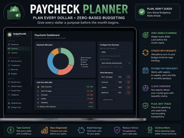 Paycheck Planner Dashboard