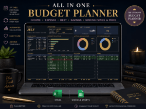 Dark Mode Budget Planner Spreadsheet