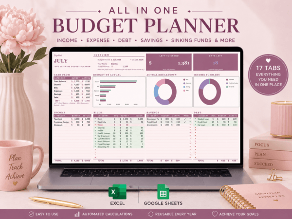 Cute Monthly Budget Tracker Spreadsheet