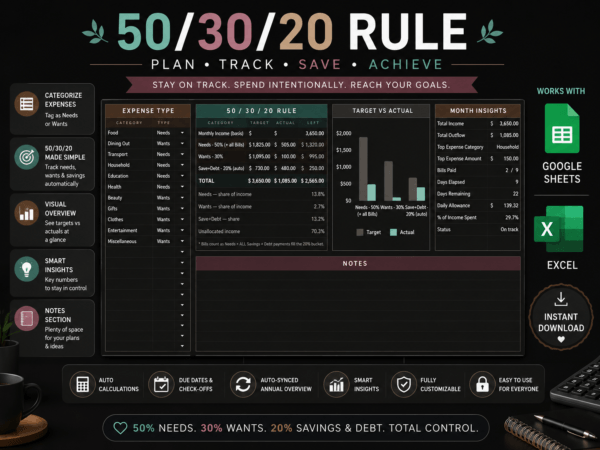 50/30/20 Rule Tracker